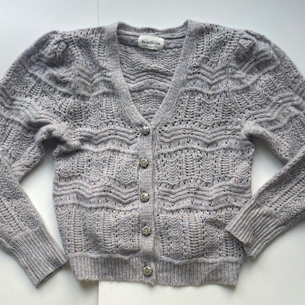 Heartloom Grey Lavender Knit 2-Piece Set sweater cardigan Size Small co ord - Picture 9 of 11